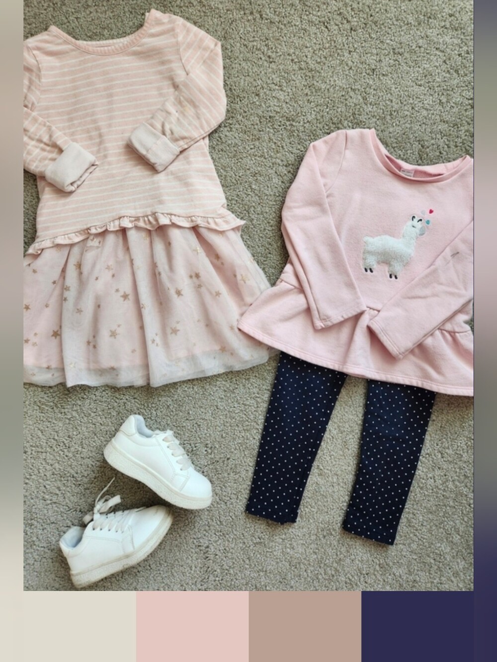 Girls 5T Mix & Match Bundle | Ballerina Pink, Navy, Gold, School | 4 Pieces